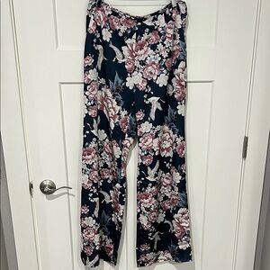 NWT Honey Belle Floral Women's Satin Pants Sz L
